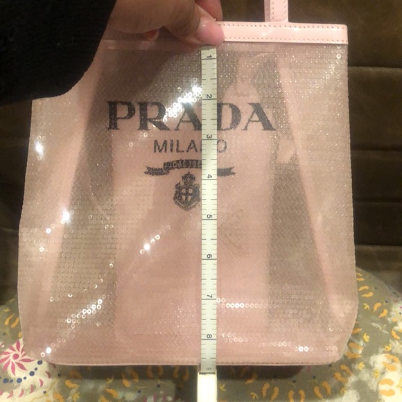 Prada Light Pink Small Sequin Mesh Tote with Matching Wristlet ๐ - Picture 15 of 16